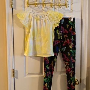 Cat & Jack tie dye tee & No Boundaries Leggings Butterfly Pattern M 7/8